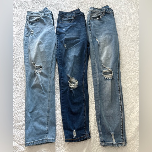 Denim - Women’s Jeans Bundle Size M / 8–10 Straight Leg Distressed Denim Lot of 3